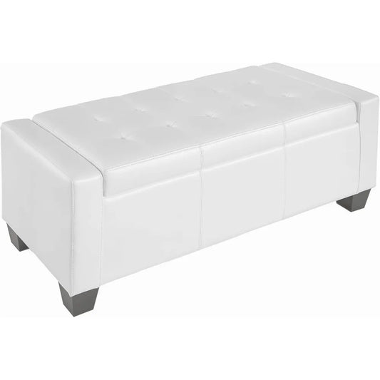 Large 51" Storage Ottoman, Tufted Faux Leather Storage Bench for Living Room, Entryway, or Bedroom