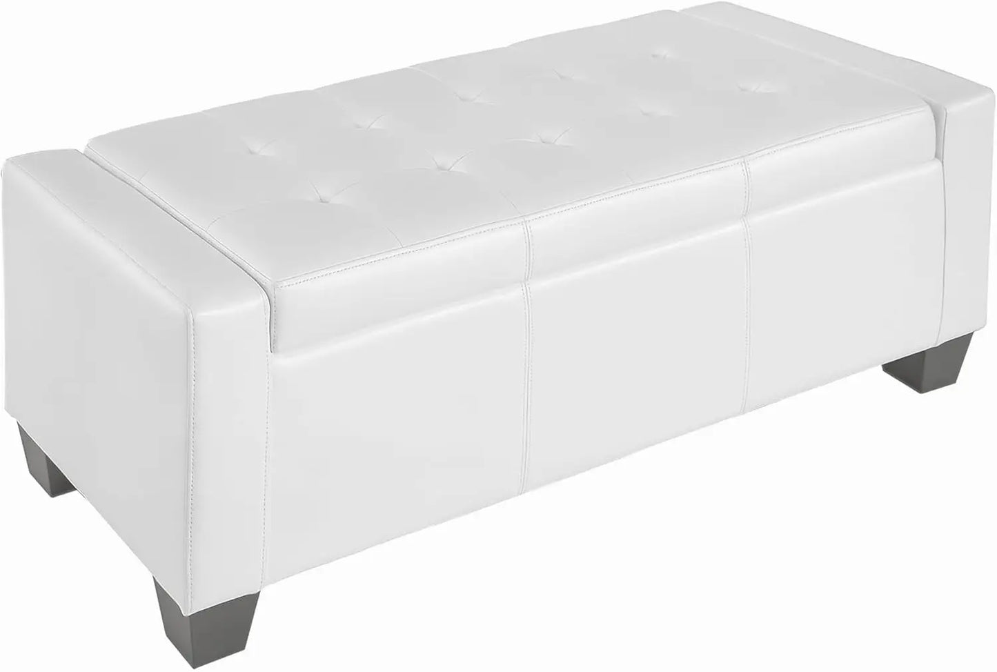 Large 51" Storage Ottoman, Tufted Faux Leather Storage Bench for Living Room, Entryway, or Bedroom