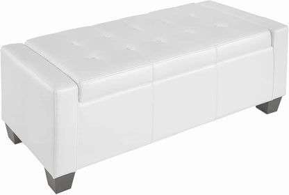 Large 51" Storage Ottoman, Tufted Faux Leather Storage Bench for Living Room, Entryway, or Bedroom