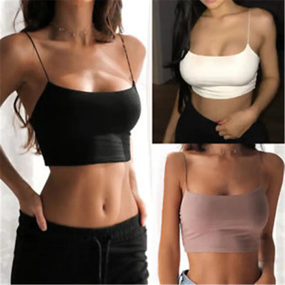 Crop Top Tank Top with Spaghetti Straps